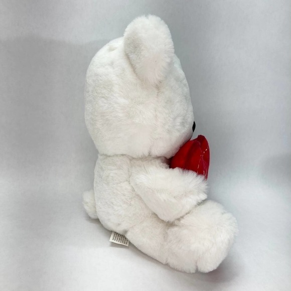 AMERICAN Greetings Valentine's Day 9" White Plush Teddy Bear Red Hugs Heart - Picture 5 of 10